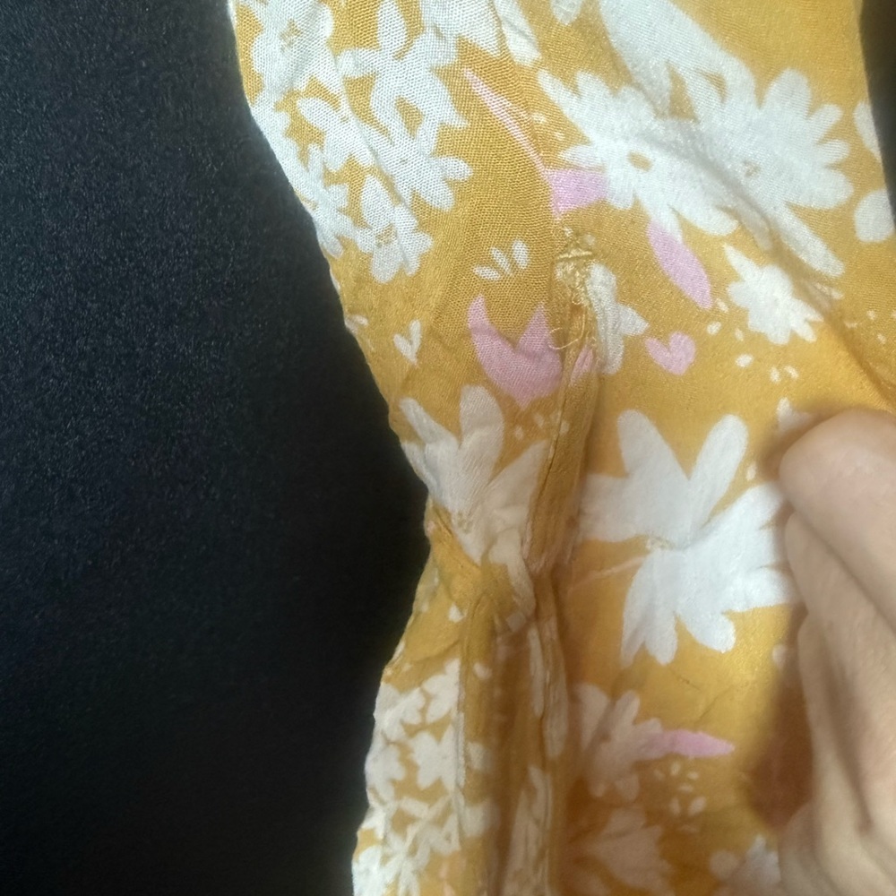 Billabong Yellow and White Floral Ruffle Front Tie Spring Mini Dress - Picture 4 of 6